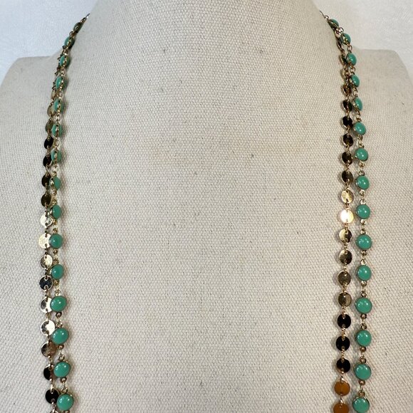 Long Length Enameled Metal Necklace Multi-Strand Adjustable - Picture 4 of 6
